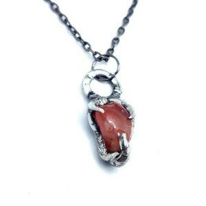 Red carnelian crystal necklace handmade